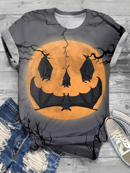 Women's Halloween Bats Crew Neck T-shirt