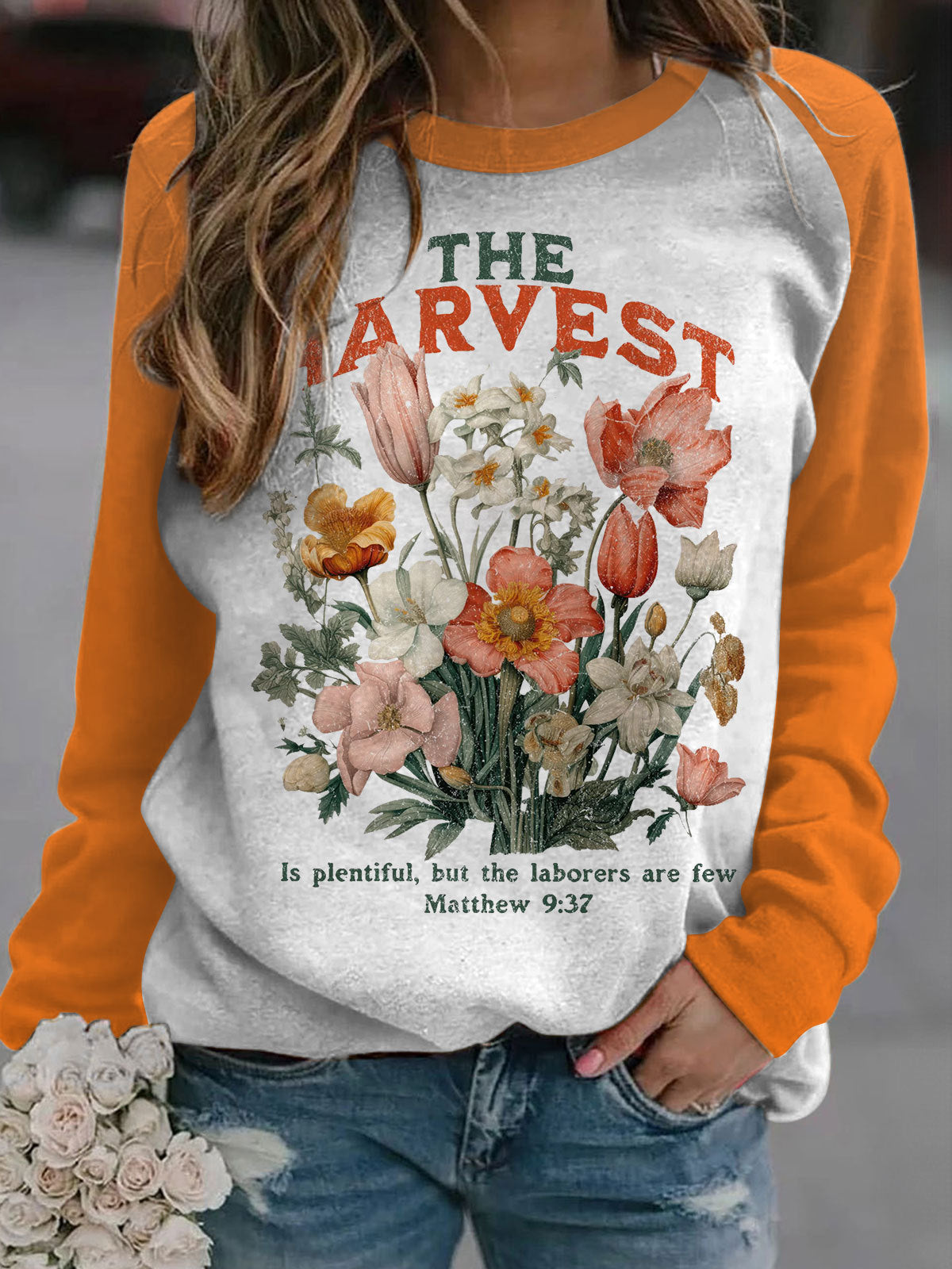 The Harvest Is Plenty & Workers Are Few Christian Long Sleeve Casual Top