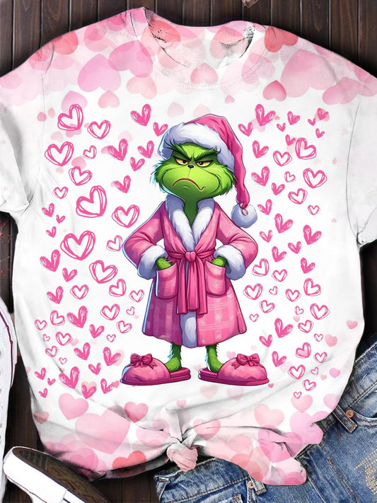 Pink Heart Green Monster Valentines T-shirt