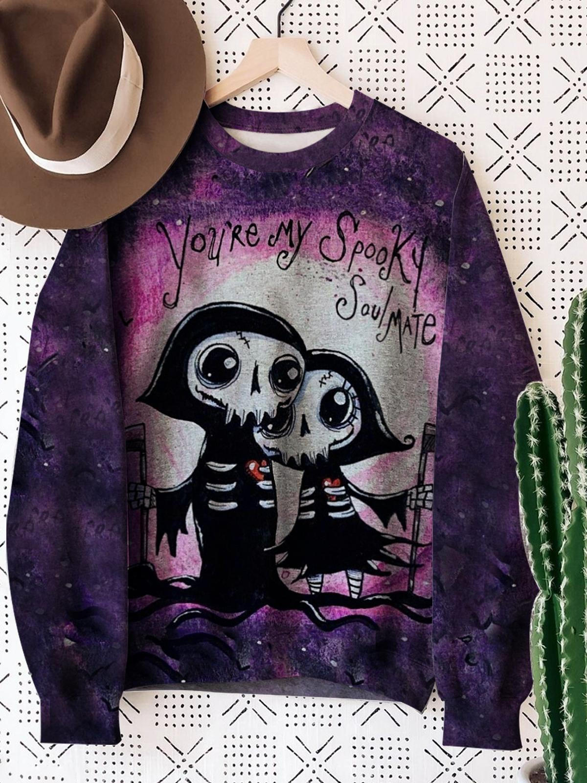 Halloween Gradient Print Round Neck Long Sleeve Sweatshirt