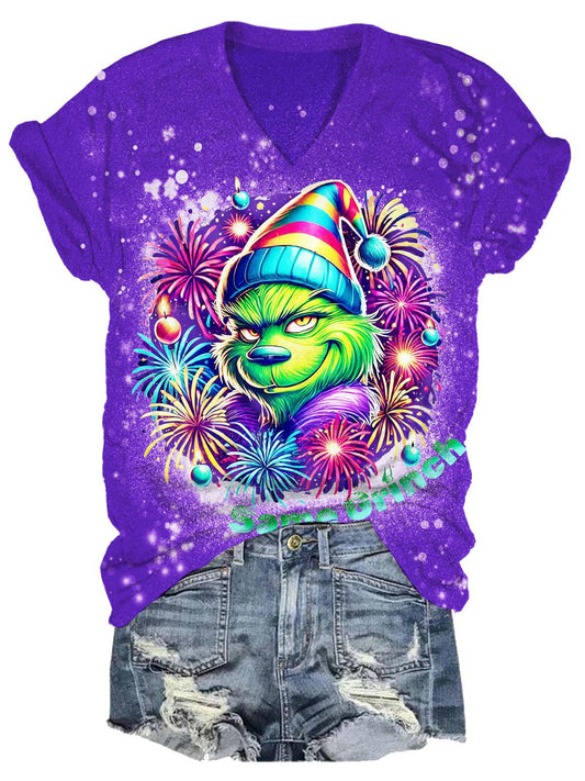 Mardi Gras Festive Atmosphere Fireworks Character Print T-shirt