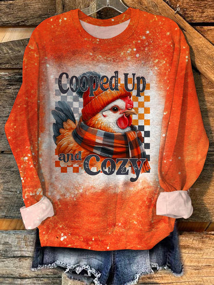 Cooped Up And Cozy Round Neck Long Sleeve Top