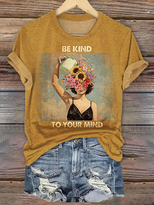Retro Feminist Funny Words Printed Crew Neck T-shirt