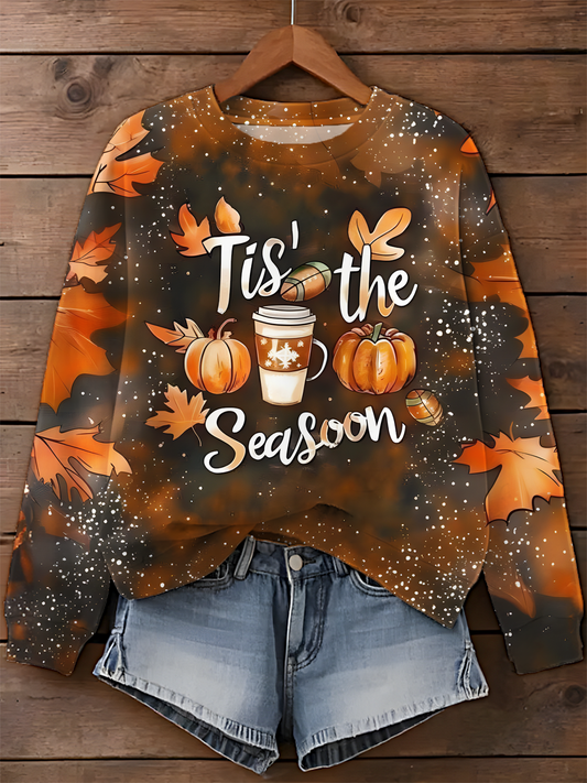 This's The Pumpkin Season Printed Long Sleeve Casual Top