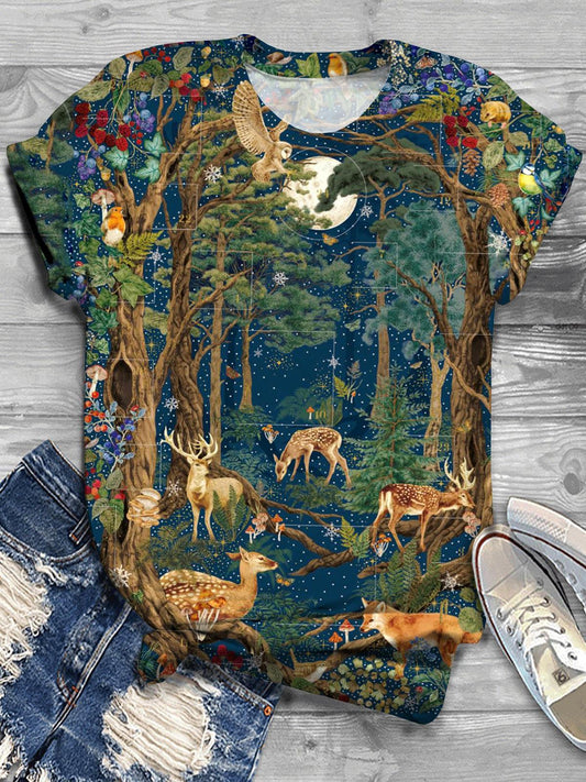 Forest Animals Crew Neck T-Shirt