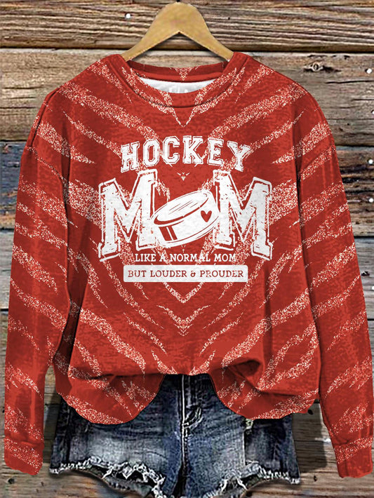 Women's Hockey Mom Printed Long Sleeve Casual Top