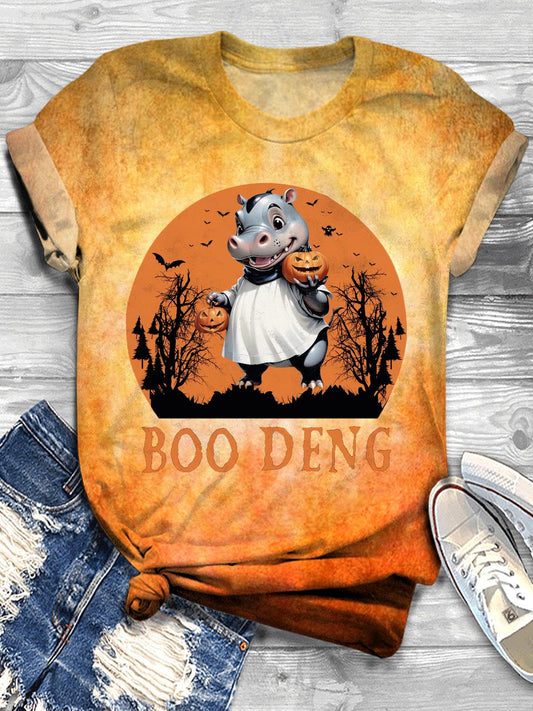 Moo Deng Halloween Crew Neck T-shirt