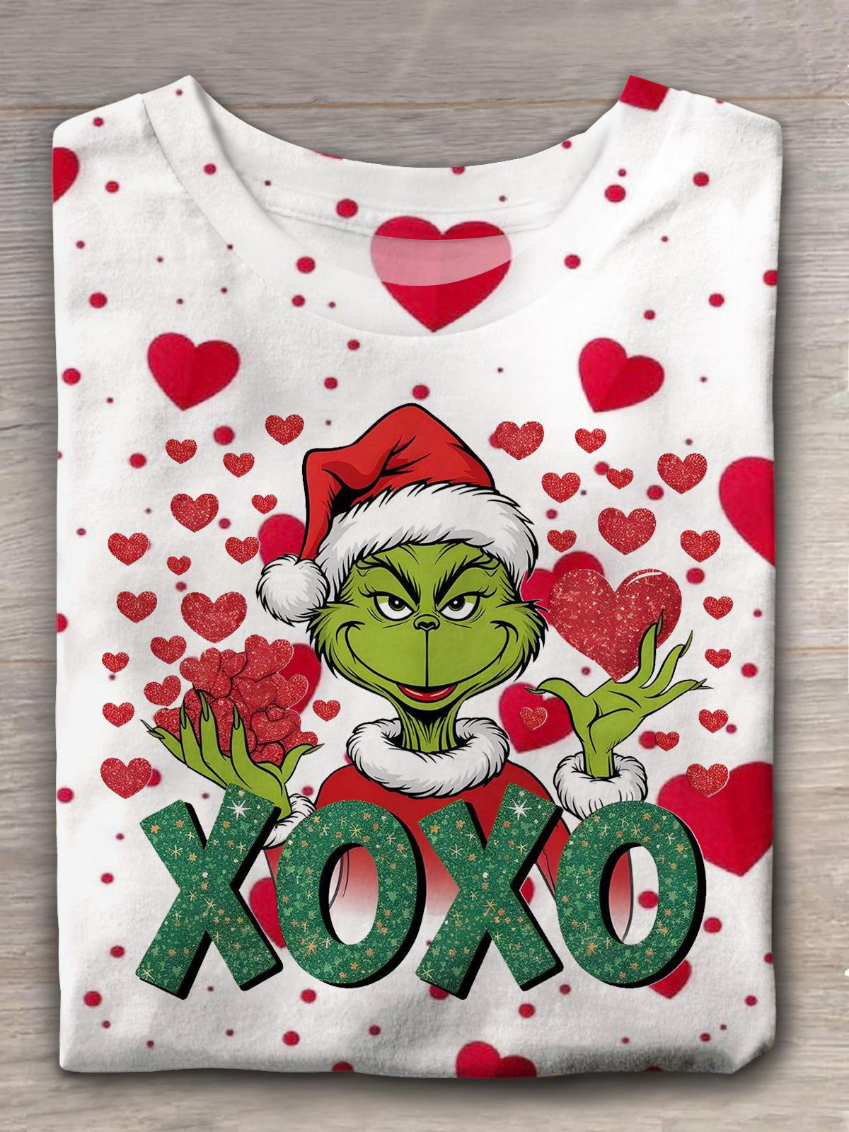 Green Monter Xoxo Valentines Crew Neck T-shirt