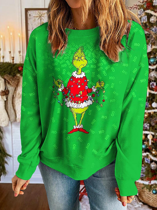 Women's Winter Funny Christmas Movie Printed Long Sleeve Casual Top