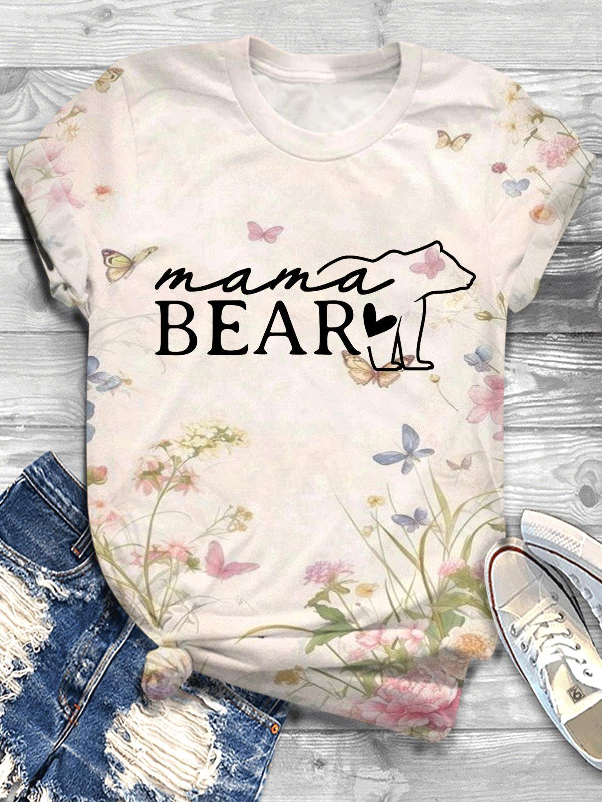 Crazy Mama Bear Crew Neck T-shirt