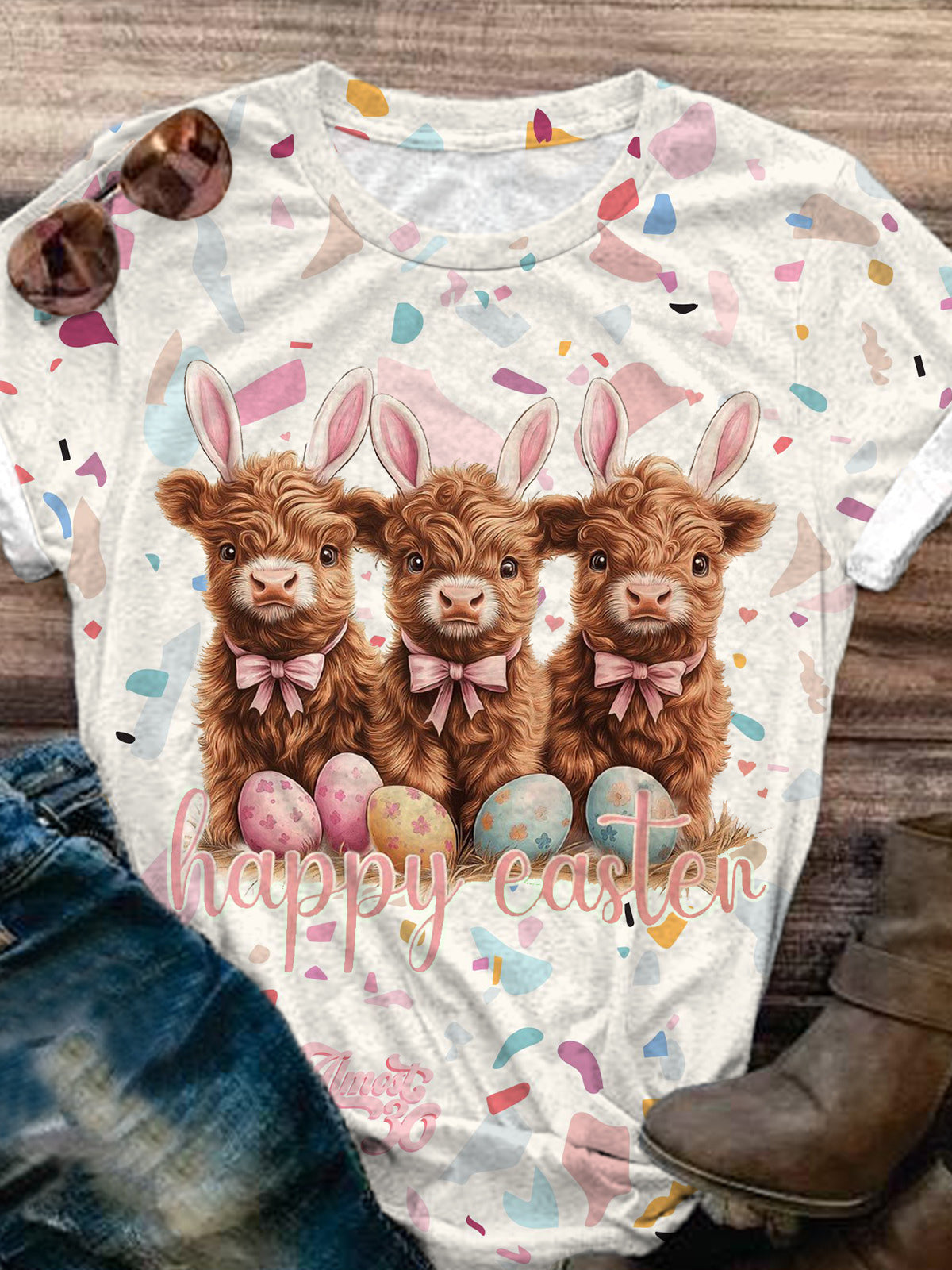 Happy Easter Day Cute Cow Cute Doll Print T-shirt