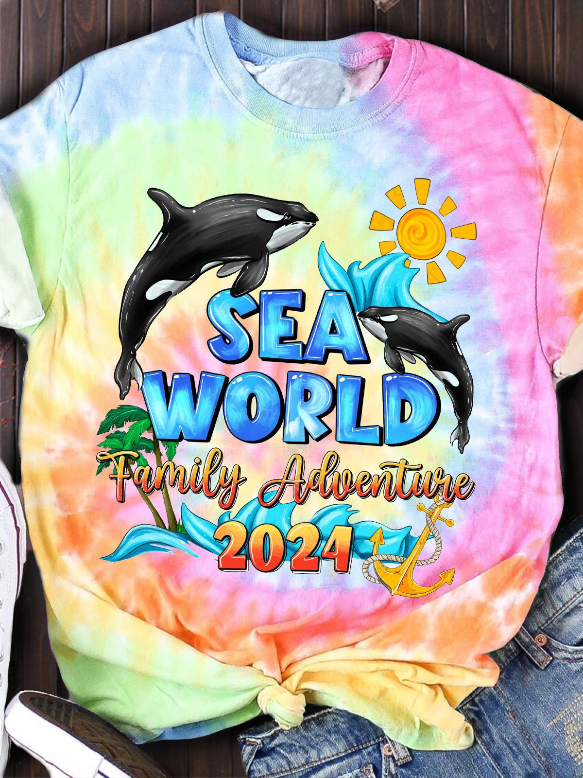 Sea World Whale Ocean Vacation Casual Crew Neck T-Shirt