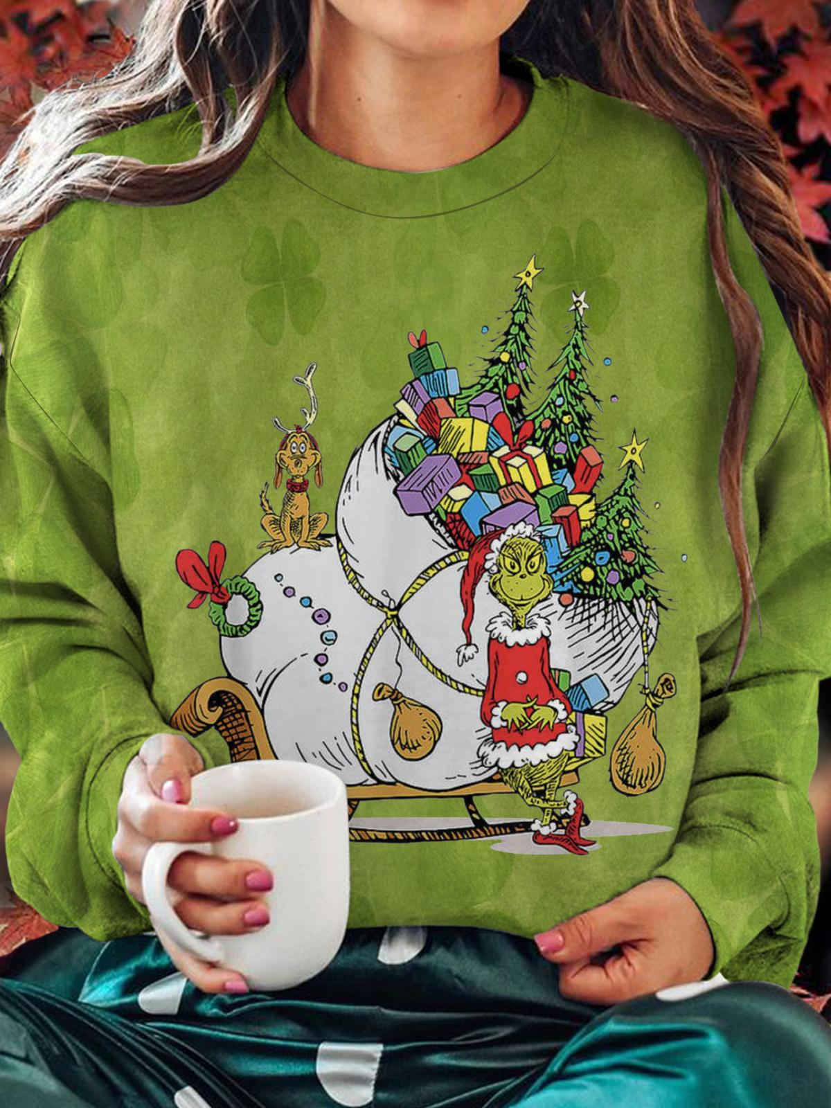 My Christmas Present Printed Long Sleeve Casual Top