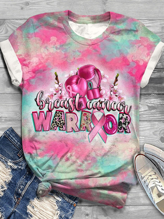 Women's Breast Cancer Warrior Crew Neck T-shirt