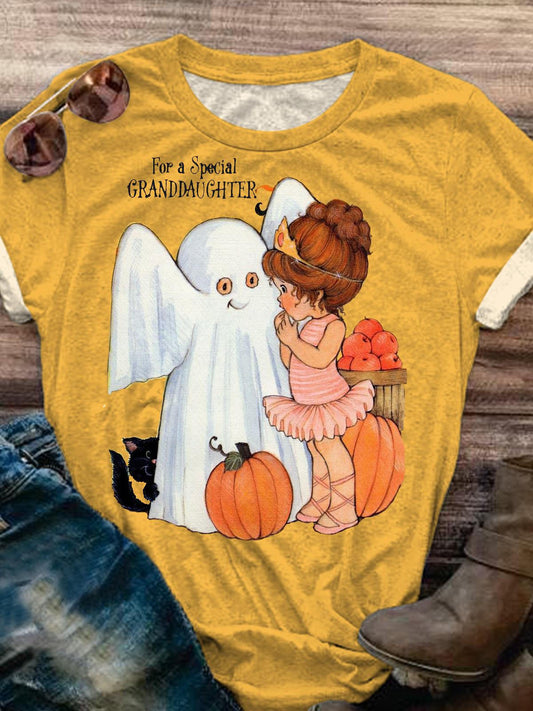 Women's Elf Halloween Printed Round Neck Short Sleeve T-Shirt