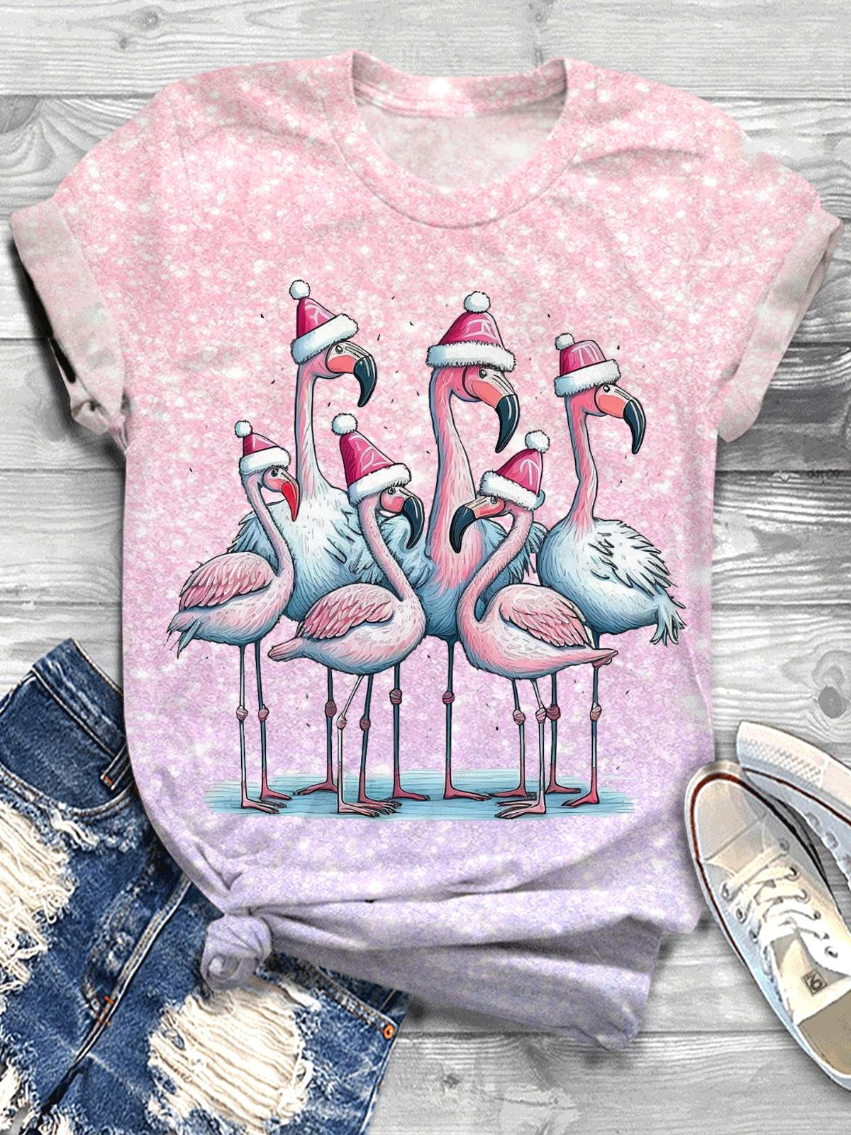 Pink Flamingo Crew Neck T-shirt