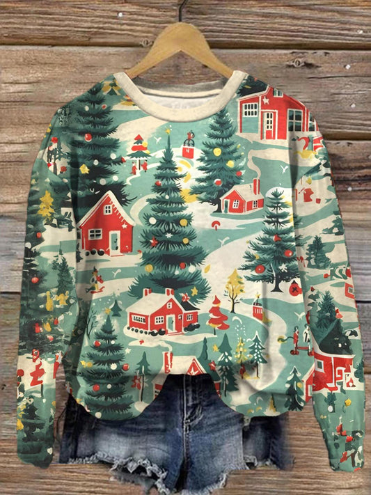 Women's Christmas Tree Printed Long Sleeve Top