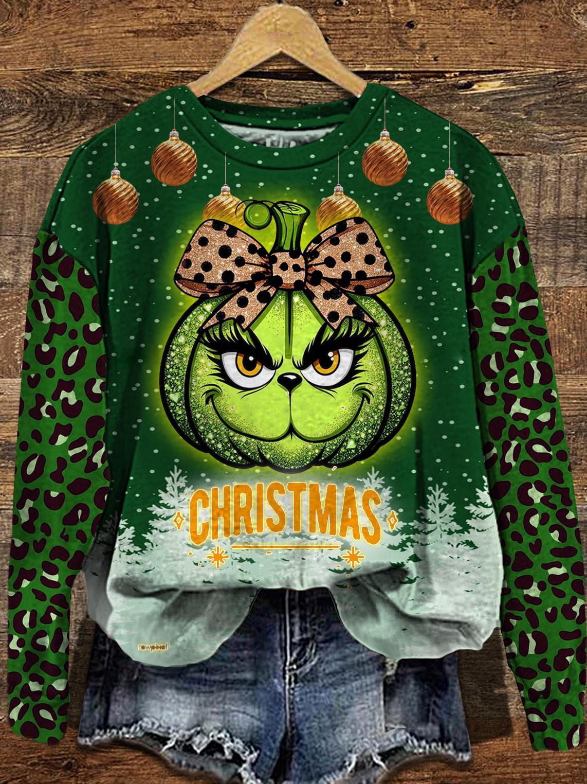 Women's Troublemaker Pumpkin Christmas Long Sleeve Casual Top