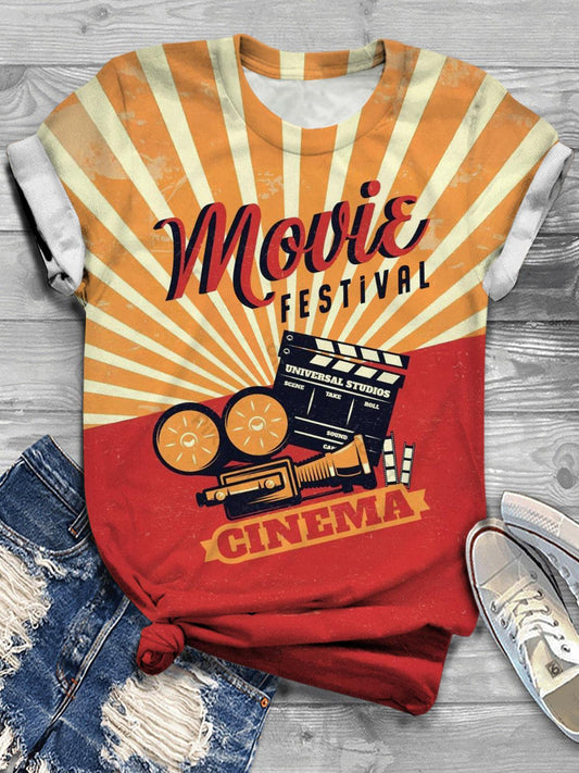 Women's Movie Festival Cinema Vintage Print Casual T-Shirt