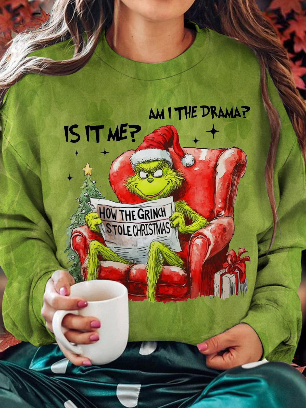 Am I The Drama Printed Long Sleeve Casual Top