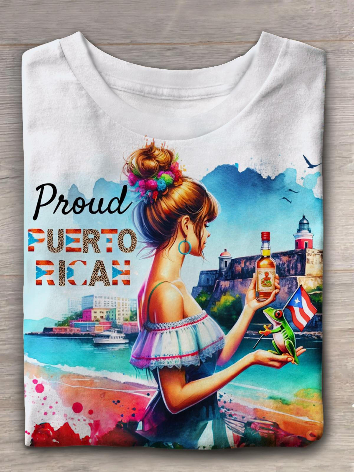 Gril Trip Proud Puerto Rican Crew Neck T-shirt