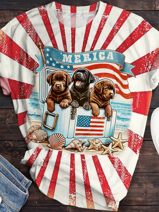 Patriotic Labrado Crew Neck T-shirt