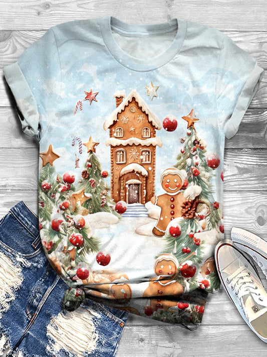 Winter Wonderland Cottage Crew Neck T-shirt