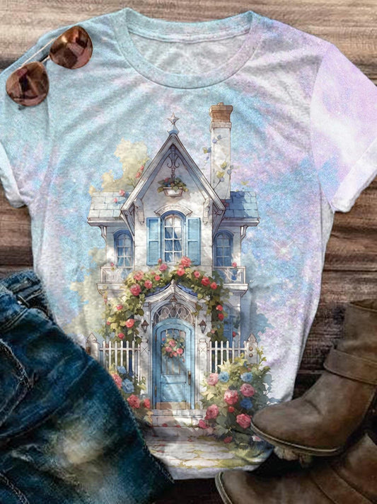 Dream House Print Crew Neck T-shirt