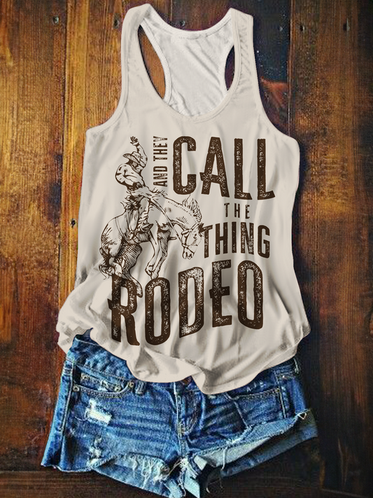 Call The Thing Rodeo Western Printed Casual Tank Top