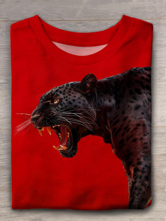 Open Mouth Leopard Crew Neck T-shirt