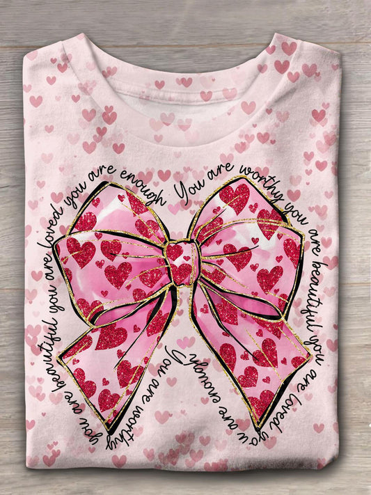 You Are Loved Christian Valentine Coquette Crew Neck T-shirt