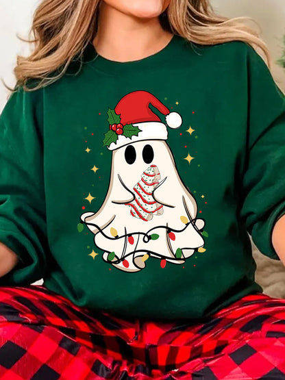 Cute Christmas Ghost Tree Cake Merry Christmas Sweatshirt