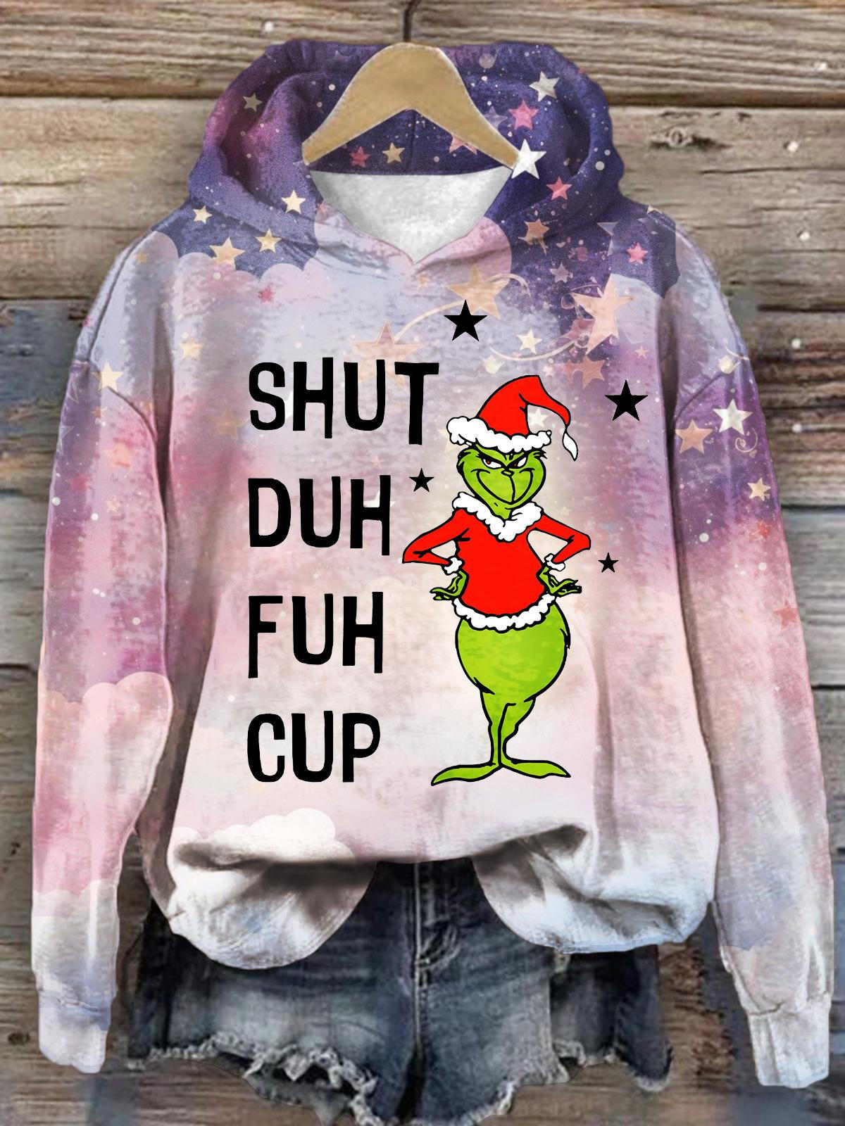 Shut Duh Fuh Cup Character Print Long Sleeve Top