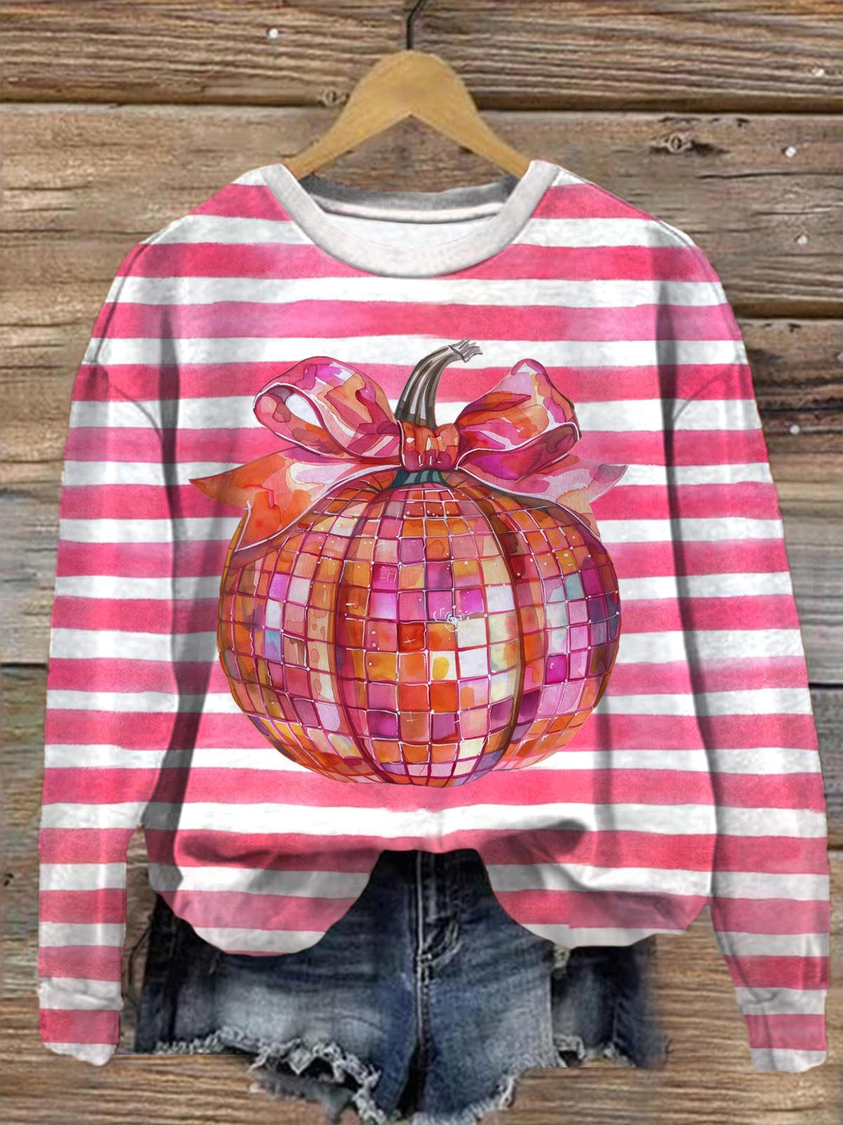 Women's Disco Pumpkin Printed Long Sleeve Top