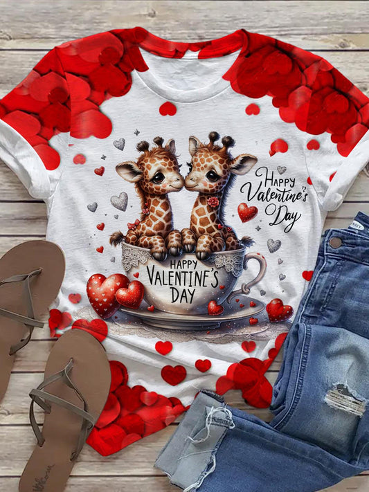 Happy Valentine's Day Crew Neck T-shirt