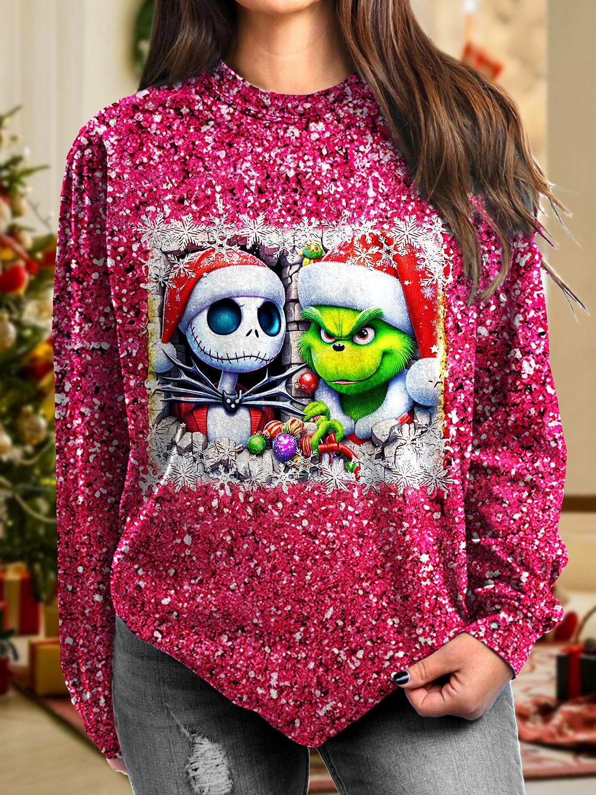 Women's Scary Funny Christmas Long Sleeve Casual Top