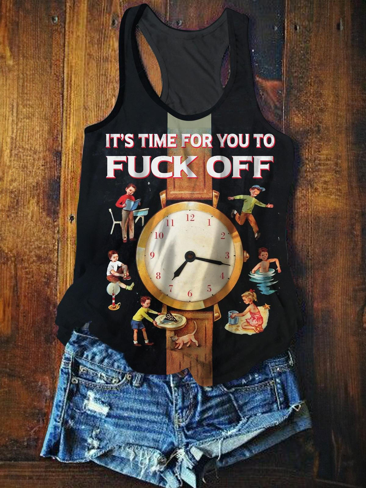 It's Time For You To Fuck Off Kids Retro Printed Casual Vest