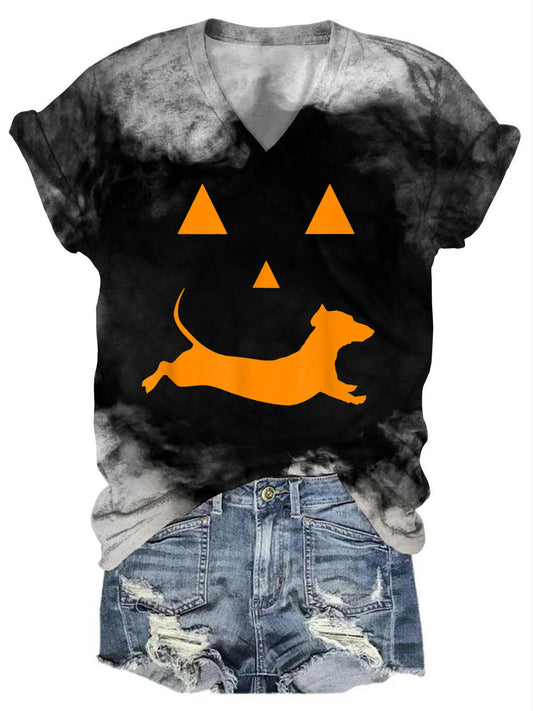 Dachshund Halloween Crew Neck T-shirt