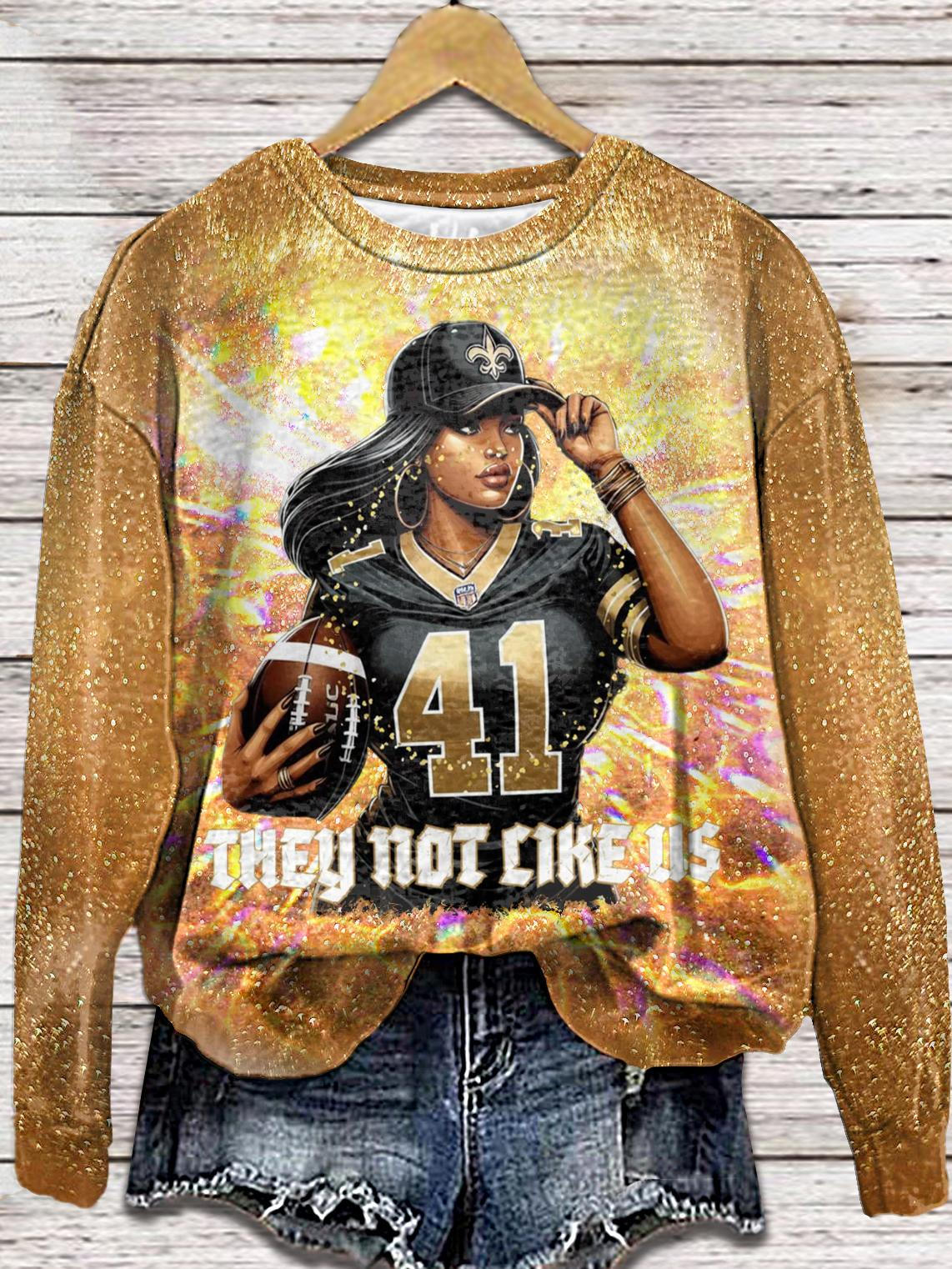 Women's Saints Football Match Day Printed Round Neck Long Sleeve Top