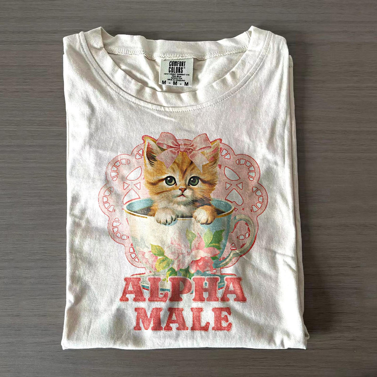 Women's Alpha Male Funny Kitten Crew Neck T-shirts