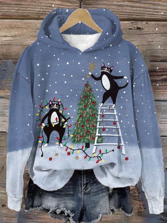 Waiting For Christmas Long Sleeve Printed Hoodie