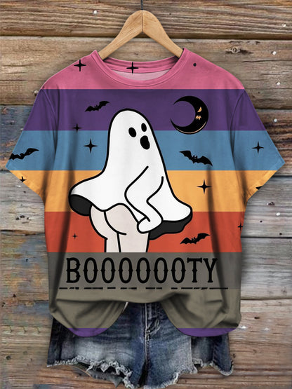 Funny Ghost Print Casual Short Sleeve Top