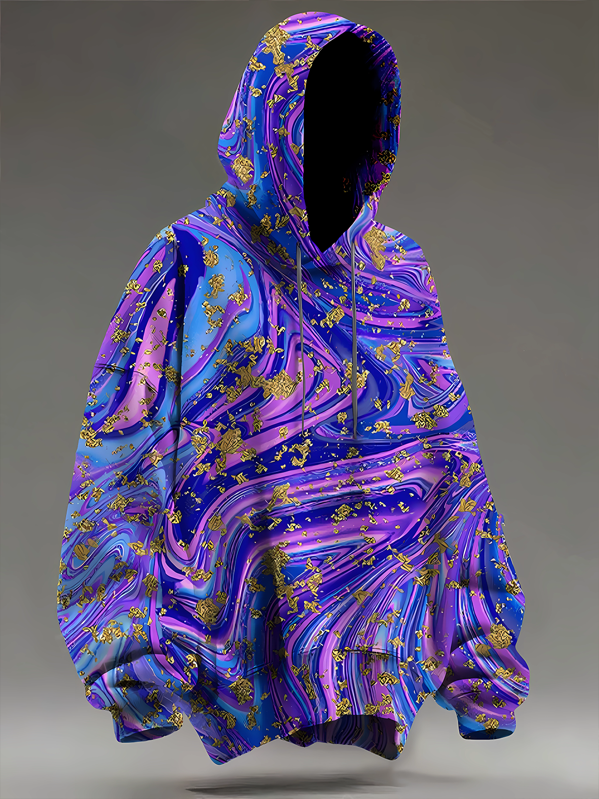 Unisex Galaxy Super Nova Multi Gold Art Print Long Sleeve Hooded Pocket Sweatshirt
