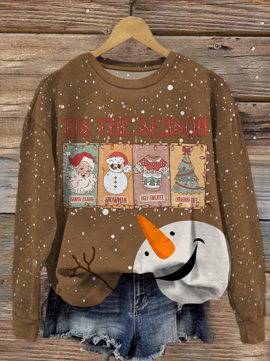 Christmas Snowman Crew Neck Casual Sweatshirt