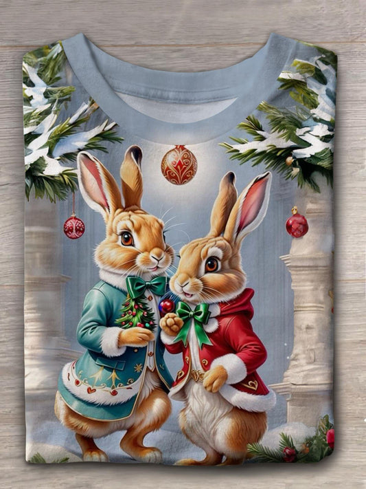 Dress Up The Christmas Bunny Crew Neck T-shirt