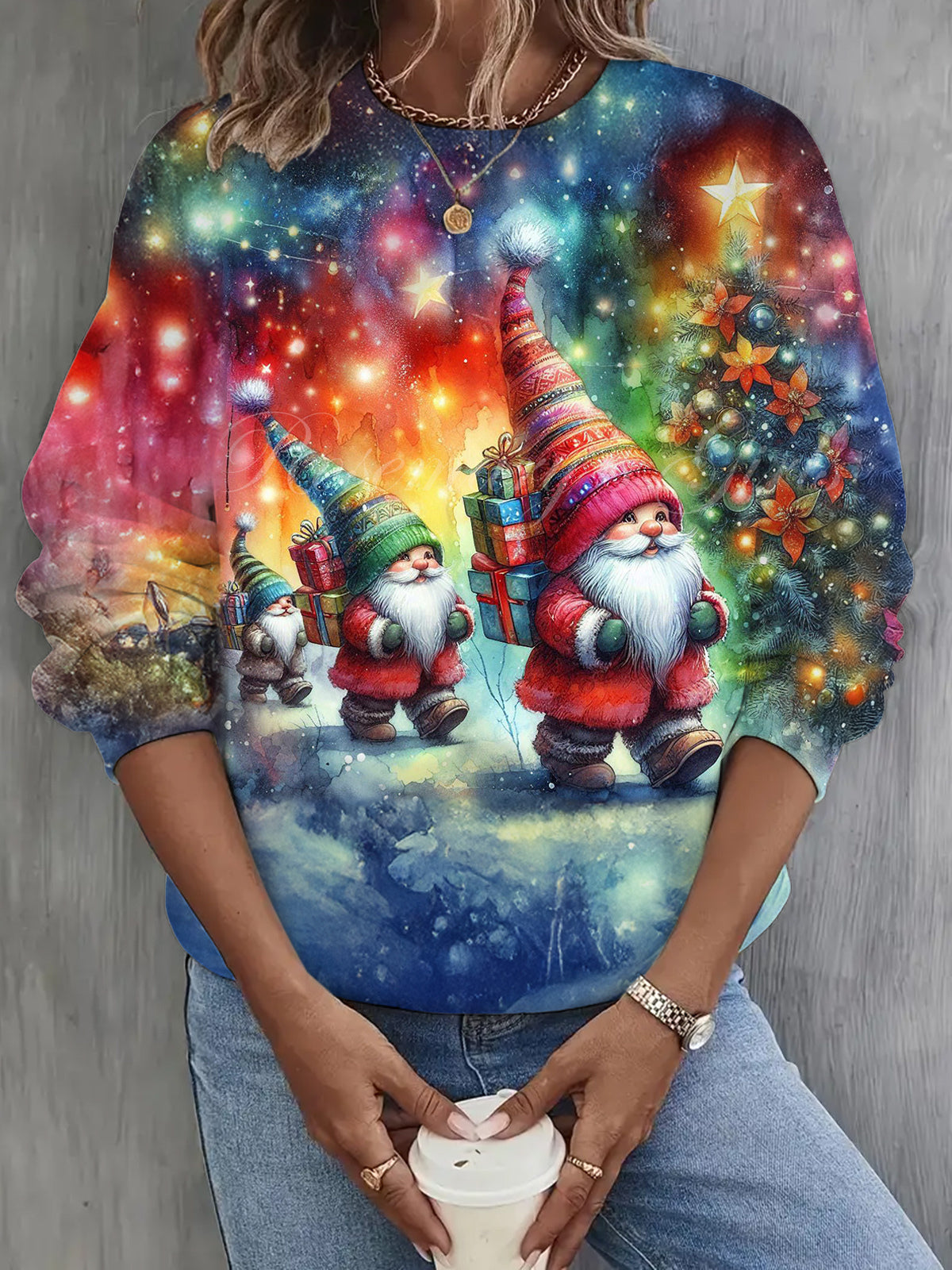 Christmas Gnome Long Sleeve Casual Top