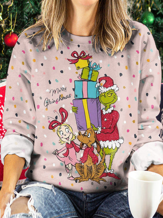 Women's Character Gift Christmas Print Casual Long Sleeve Top