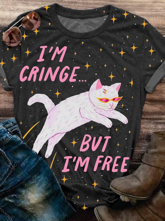 I'm Cringe But I Am Free Funny Cute Cat T-shirt