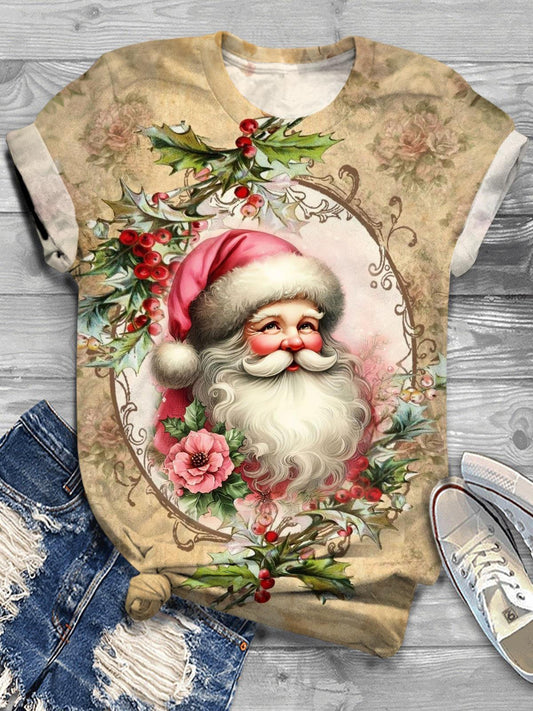 Santa Claus Vintage Print Crewneck T-Shirt