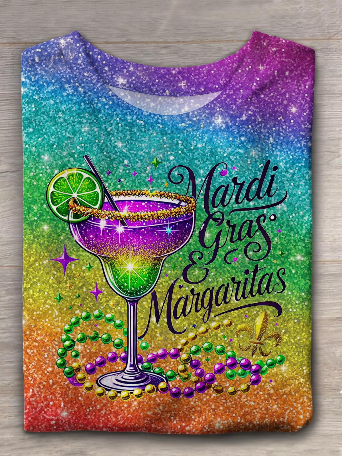 Funny Glitter Mardi Gras & Margaritas T-shirt